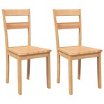 vidaXL Chaises à manger 2 Pièces bois massif naturel caoutchouc