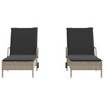 vidaXL Chaises longues avec coussins lot de 2 gris résine tressée