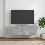 vidaXL Meuble TV mural Gris béton 98 x 31 x 30 cm Bois d'ingénierie
