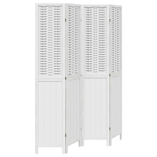 vidaXL Cloison de séparation 4 panneaux blanc bois de paulownia massif