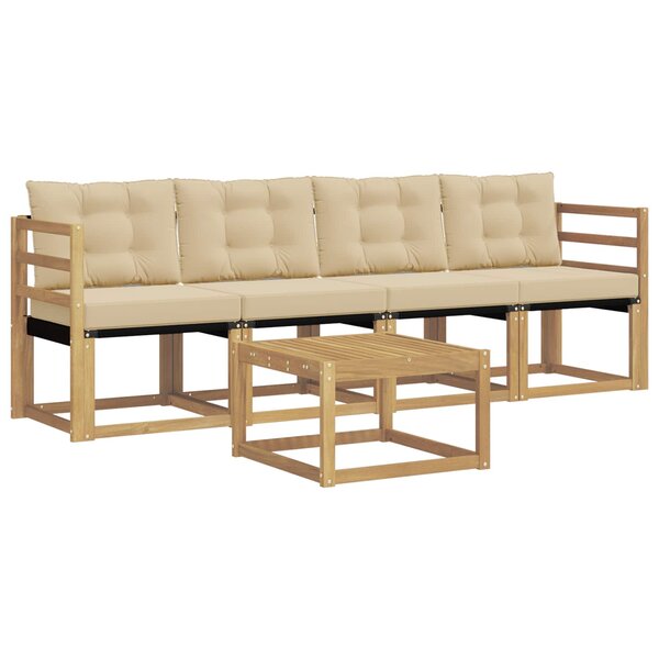 vidaXL Ensemble de canapés d'extérieur 5 pc Blanc et Beige