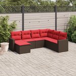 vidaXL Salon de jardin avec coussins 7 Pièces marron résine tressée