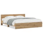 vidaXL Cadre de Lit avec Tête en Chêne – 180 x 200 cm  en bois reconstitué.