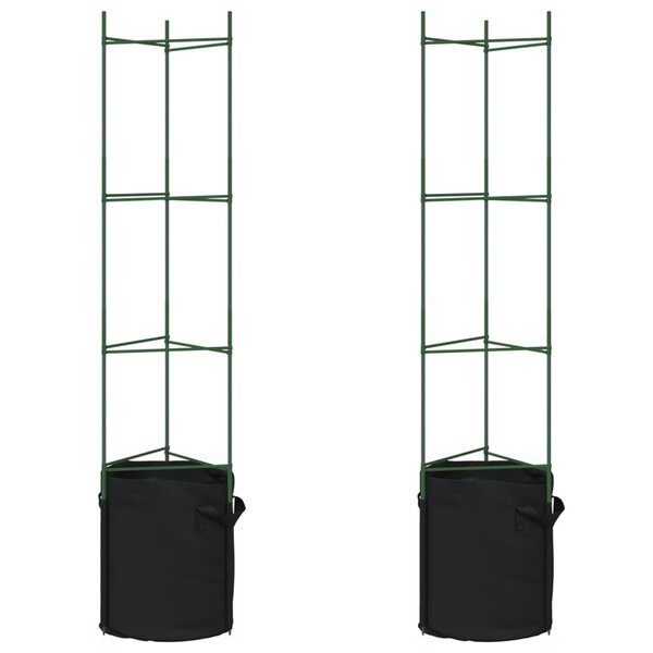 vidaXL Cage à tomates avec sac à plantes 2 Pièces 154 cm acier et PP