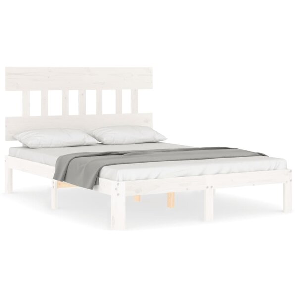 vidaXL Cadre de lit sans matelas blanc 140x190 cm bois de pin massif