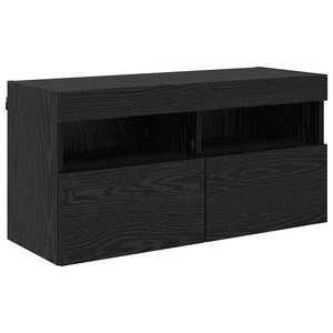 vidaXL Meuble TV mural Chêne noir 80 x 30 x 40 cm Bois d'ingénierie