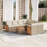 vidaXL Salon de jardin avec coussins 9 Pièces beige résine tressée