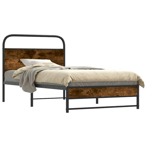 vidaXL Cadre de lit sans matelas 100x200 cm chêne fumé bois ingénierie