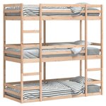 vidaXL Lit superposé triple sans matelas 75x190 cm bois de pin massif