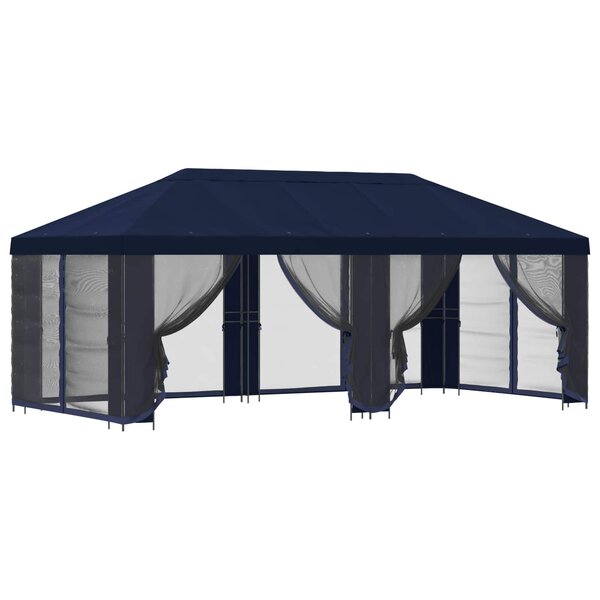 vidaXL Gazebo avec murs latéraux 6 x 3 m Bleu Polyester et Acier 190