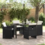 vidaXL Ensemble de salle à manger pour jardin 5 Pièces Noir polyrotin