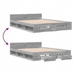 vidaXL Cadre de lit avec tiroirs sans matelas sonoma gris 150x200 cm