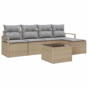 vidaXL Ensemble de canapé de jardin 6 Pièces Beige Poly rotin