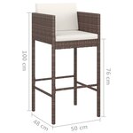 vidaXL Tabourets de bar lot de 4 avec coussins marron résine tressée