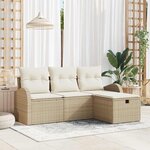 vidaXL Ensemble de canapé de jardin avec coussin 4 Pièces beige et crème