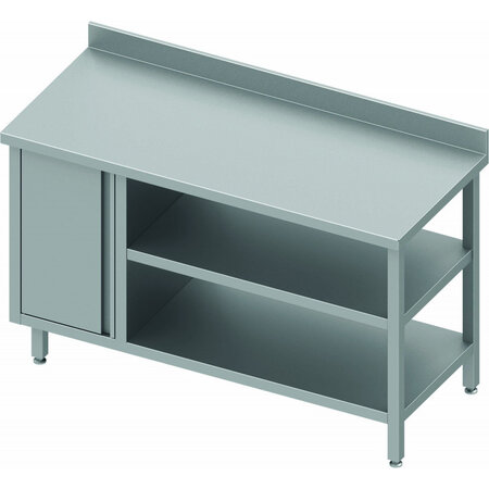 Table inox adossée - porte & 2 etagères - profondeur 700 - stalgast -  - acier inoxydable900x700 x700xmm