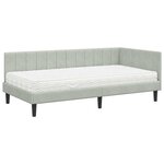 vidaXL Cadre de lit d'angle Gris clair 90 x 200 cm Velours