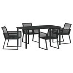 vidaXL Ensemble de salle à manger pour jardin 5 Pièces Noir