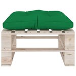 vidaXL Repose-pied palette de jardin avec coussin vert bois de pin