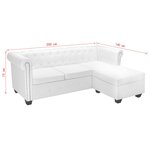 vidaXL Canapé Chesterfield en forme de L cuir synthétique blanc