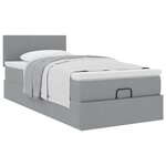 vidaXL Lit ottoman avec matelas gris clair 90x200 cm tissu