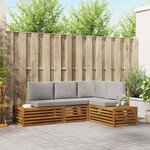 vidaXL Ensemble de canapés d'extérieur 4 Pièce Gris Naturel et Clair