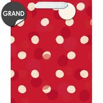 Sac cadeau grand format pois blanc sur rouge - draeger paris