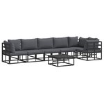vidaXL Ensemble de canapé de jardin avec coussin 7 Pièces Noir Aluminium