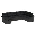 vidaXL Ensemble de canapé de jardin avec coussin 8 Pièces Noir Poly rotin