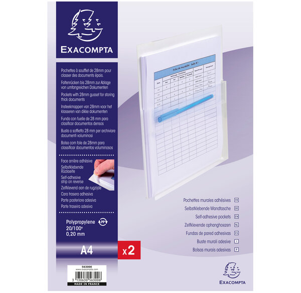 Sachet de 2 pochettes Plan murales Adh à soufflet x 10 EXACOMPTA