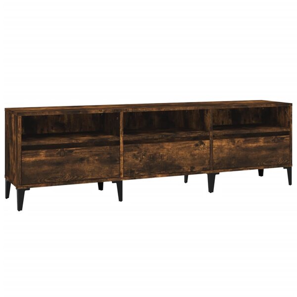 vidaXL Meuble TV chêne fumé 150x30x44 5 cm bois d'ingénierie
