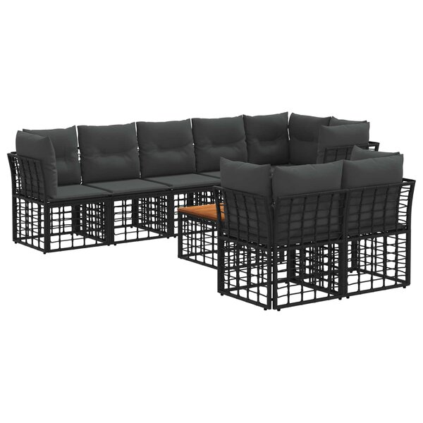 vidaXL Ensemble de canapés d'extérieur 9 pc Noir et Gris foncé
