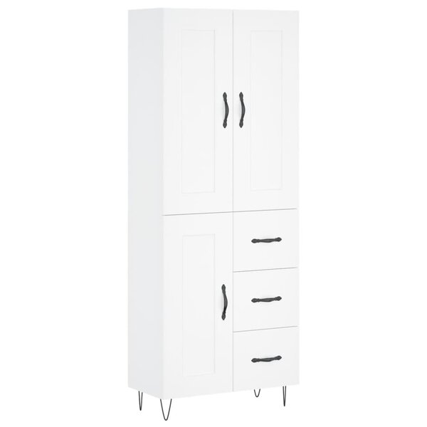 vidaXL Buffet haut Blanc 69 5x34x180 cm Bois d'ingénierie