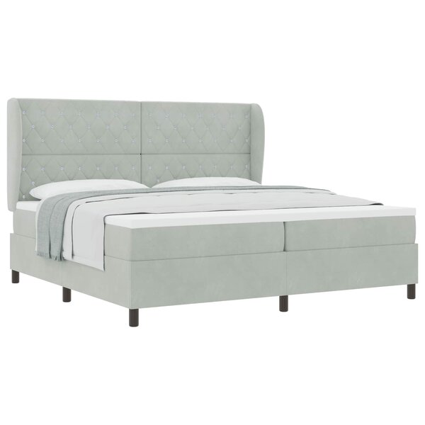 vidaXL Lit à ressorts avec matelas Gris clair 200 x 200 cm Polyester