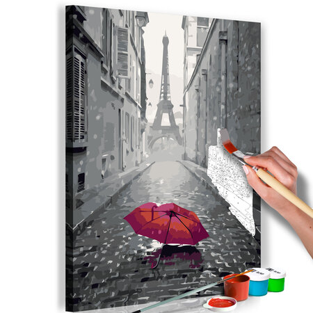Tableau à peindre par soi-même - paris (parapluie rouge) l x h en cm 40x60