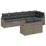 Ensemble de canapé de jardin 8 pièces avec coussins gris en rattan synthétique