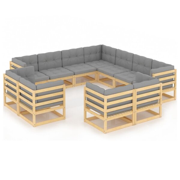 Salon de jardin meuble d'extérieur ensemble de mobilier 11 pièces avec coussins bois de pin massif 02_0015311