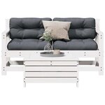 vidaXL Salon de jardin 3 Pièces avec coussins blanc bois de pin massif