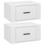 vidaXL Tables de chevet murales 2 Pièces Blanc brillant 50x36x25 cm