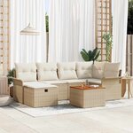 vidaXL Ensemble de canapé de jardin 7 Pièces Beige Poly rotin