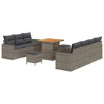 vidaXL Ensemble de canapé de jardin 10 Pièces Gris polyrotin