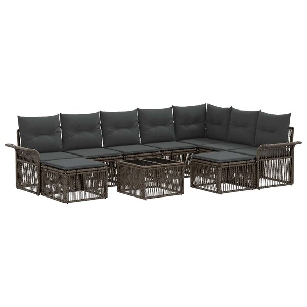vidaXL Ensemble de canapé de jardin 10 Pièces Gris et Gris foncé
