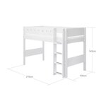 Flexa WHITE Lit sureleve avec echelle droite 90 x 200 cm Barriere de securite classique Blanc