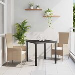 vidaXL Ensemble de salle à manger pour jardin 3 Pièces Beige polyrotin