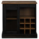 vidaXL Buffet HALDEN porte coulissante noir 80x40x80 cm bois massif