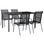 vidaXL Ensemble à manger de jardin 5 Pièces noir textilène et acier