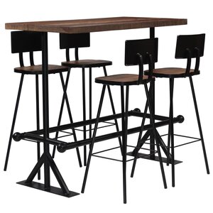 vidaXL Mobilier de bar 5 Pièces Bois de récupération massif