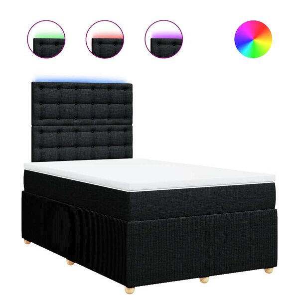 vidaXL Sommier à lattes de lit avec matelas Noir 120x200 cm Tissu