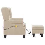 vidaXL Fauteuil de massage avec repose-pied Crème Tissu