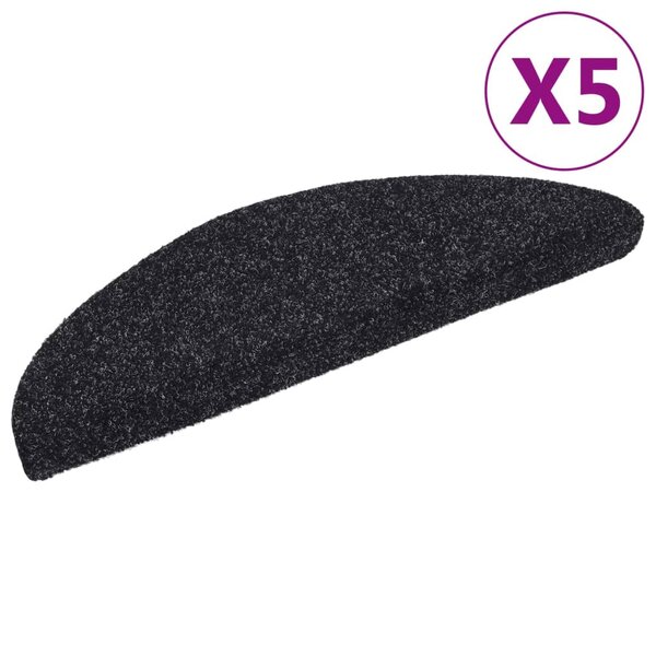 vidaXL Tapis autoadhésifs de marches 5 Pièces Noir 56x17x3 cm Aiguilleté